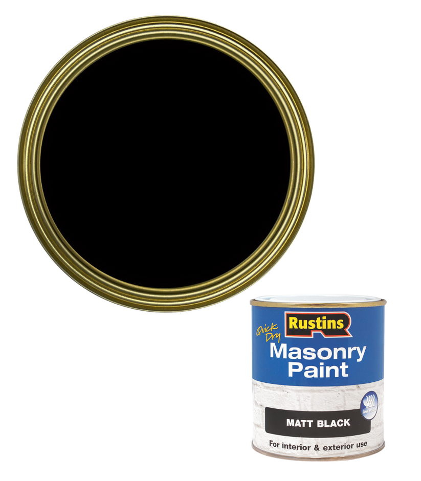 Rustins Masonry Paint | Matt Black| Quick Drying | Low Odour | 250ml