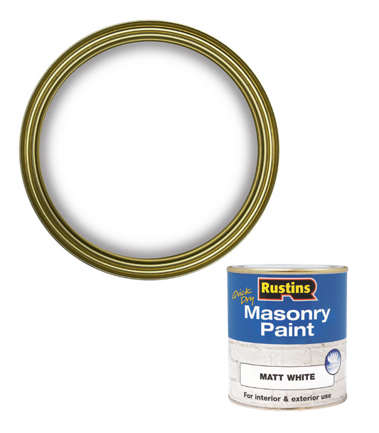 Rustins Masonry Paint | Matt White | Quick Drying | Low Odour | 250ml