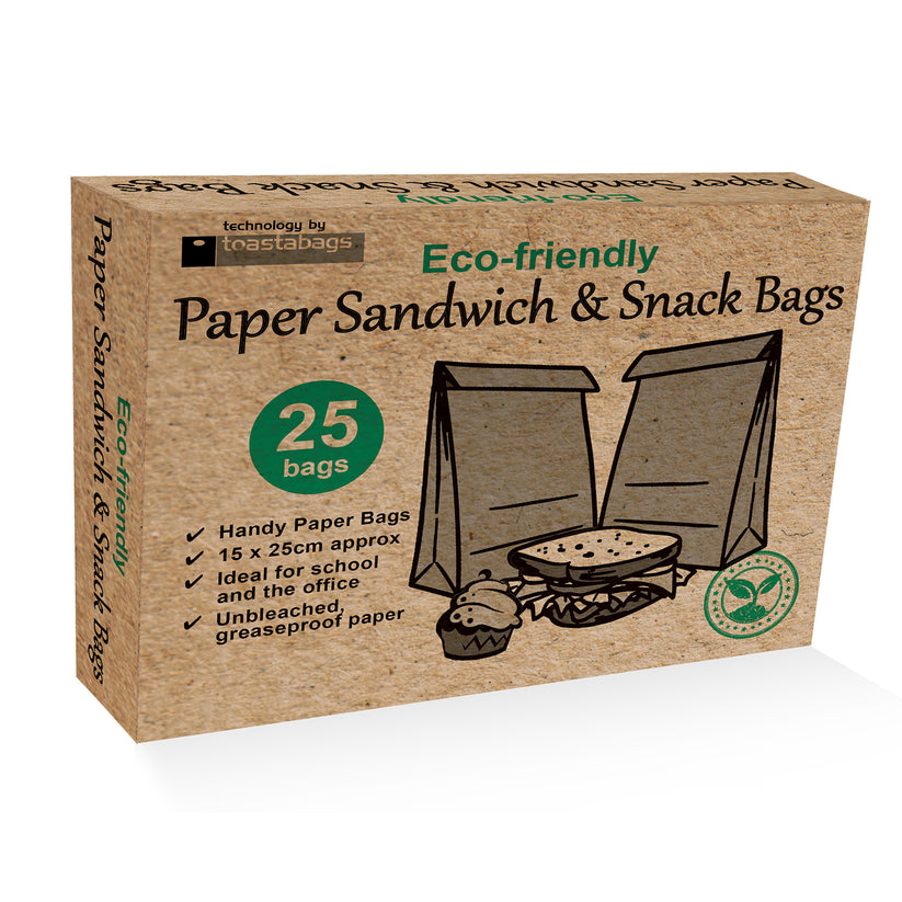 ECO Friendly Paper Sandwich & Snack Bags by TOASTABAGS - 25 Bags