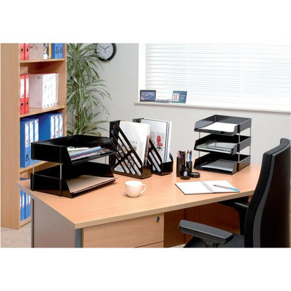 5 Star Letter Tray High-impact Polystyrene Foolscap Black 295829