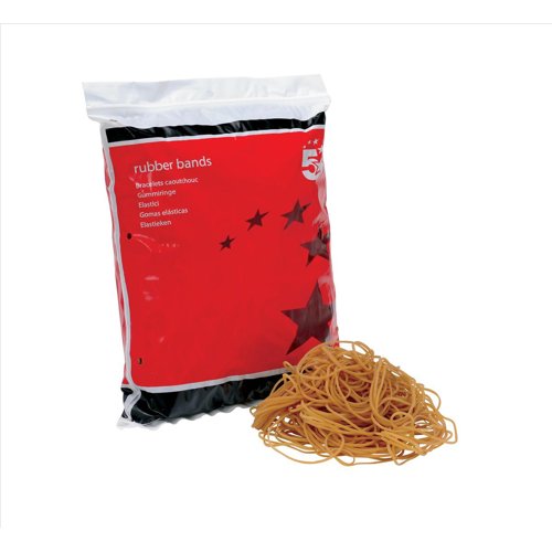 5 Star Rubber Bands No18 76x1.5mm Approx 1600 Bands Bag 454g 296379