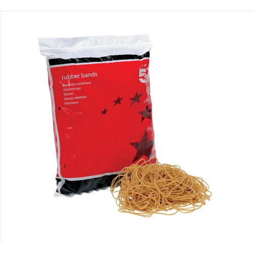 5 Star Rubber Bands No19 89x1.5mm Approx 1335 Bands Bag 454g 296395