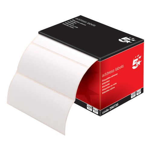 5 Star Address Labels on Continuous Roll 89x36mm (Pack of 250) 296735