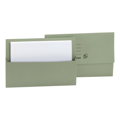 5 Star Recycled Half Flap Document Wallet Foolscap 250gsm Capacity 32mm Green (Pack of 50) 29733