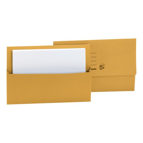 5 Star Recycled Half Flap Document Wallet Foolscap 250gsm Capacity 32mm Yellow (Pack of 50) 297358