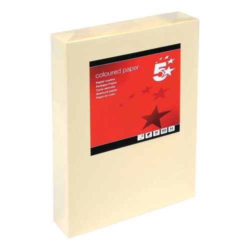 5 Star A4 Coloured Copier Paper Multifunctional 80gsm Light Cream Ream-Wrapped (Pack of 500) 297