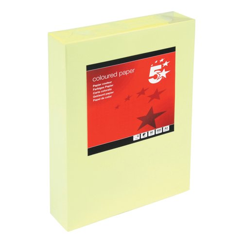 5 Star A4 Coloured Copier Paper Multifunctional 80gsm Light Yellow Ream-Wrapped (Pack of 500) 29