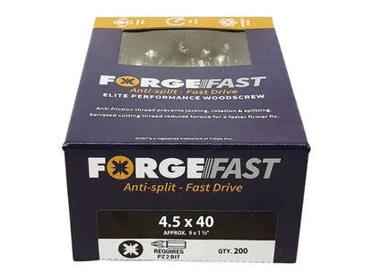 ForgeFix ForgeFast Pozi Compatible Wood Screws ZY 4.5x40mm, Box of 200