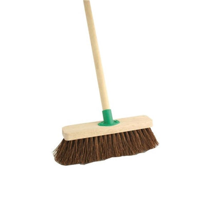 Bentley 12inch Stiff Bassine Broom Head with Handle & Push fit Plastic Bracket