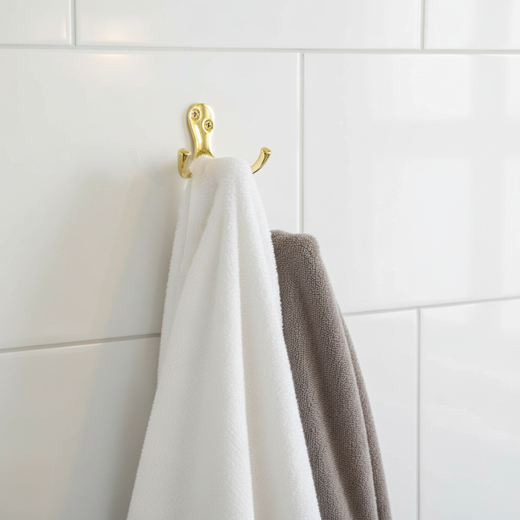 Securit Double Robe Hook | 75mm | Brass | S2567 | 1 x Double Hanging Hook