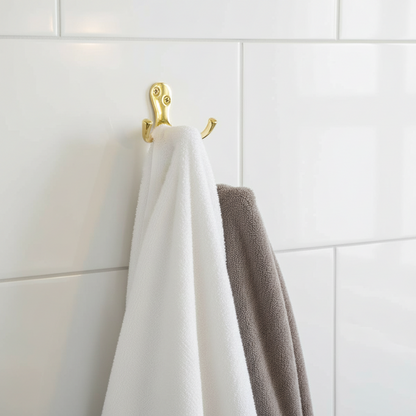 Securit Double Robe Hook | 75mm | Brass | S2567 | 1 x Double Hanging Hook