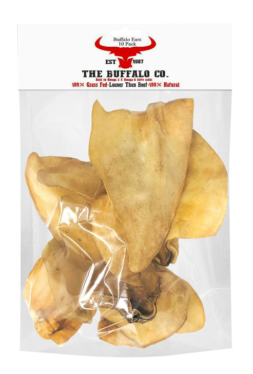 The Buffalo Co: Buffalo Ears 10 Pack | 100% Natural | High Protein, Low Fat Treats