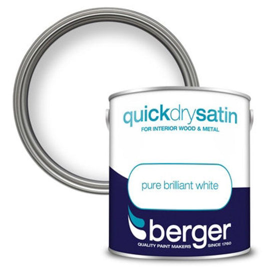 Berger Quick Dry Satin | Brilliant White | 1 x 2.5 Litre