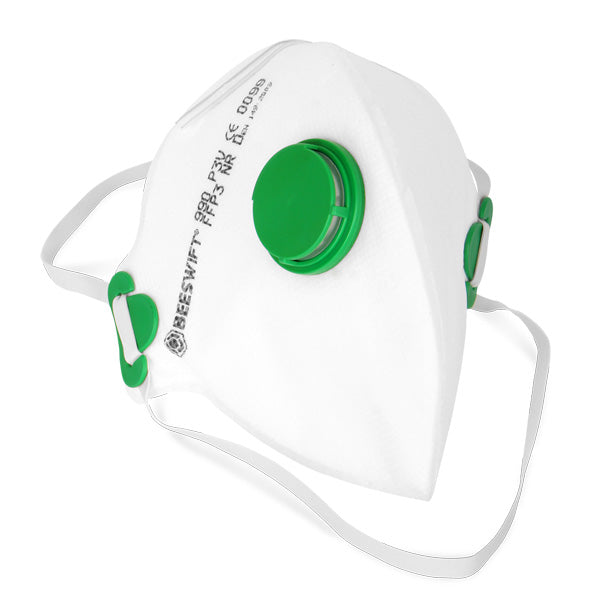 Beeswift Fold Flat P3 Valved Mask White  Box 20's