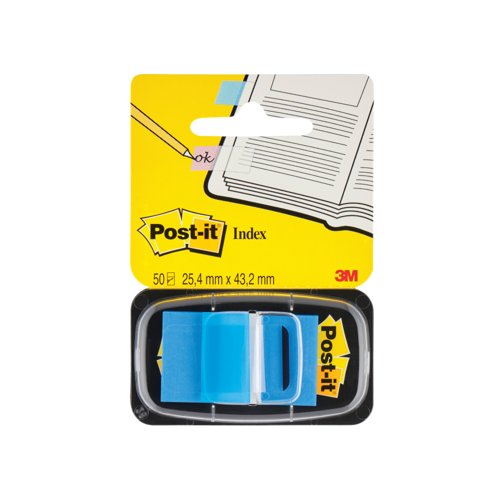 3M Post-it Index Tab 25mm Blue with Dispenser 680-2