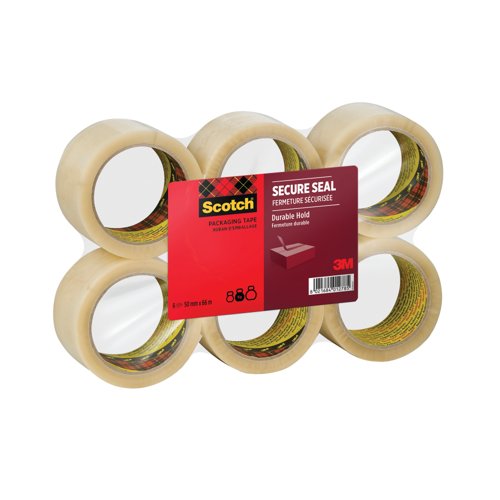 Scotch Secure Seal Packaging Tape 50mmx66m Transparent (Pack of 6) H5066F6T