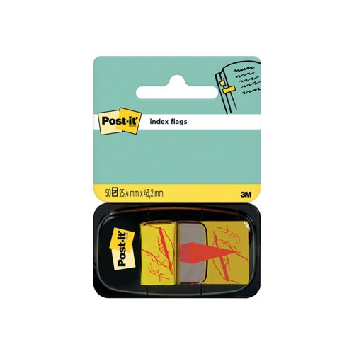Post-it Index Tabs Sign Here Yellow 25mm 50 Flags + Dispenser 680-31