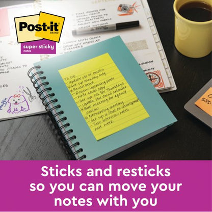 Post-it Super Sticky Meeting 149x98mm Neon Ast (Pack of 4) 6445-4SS