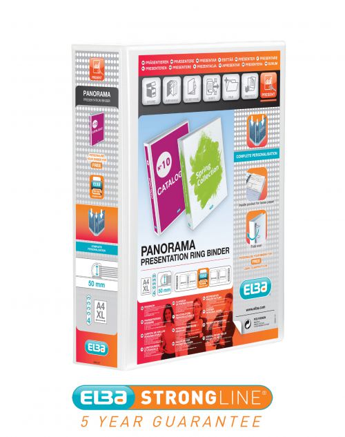 Elba Panorama 50mm 4 D-Ring Presentation Binder A4 White 400001309