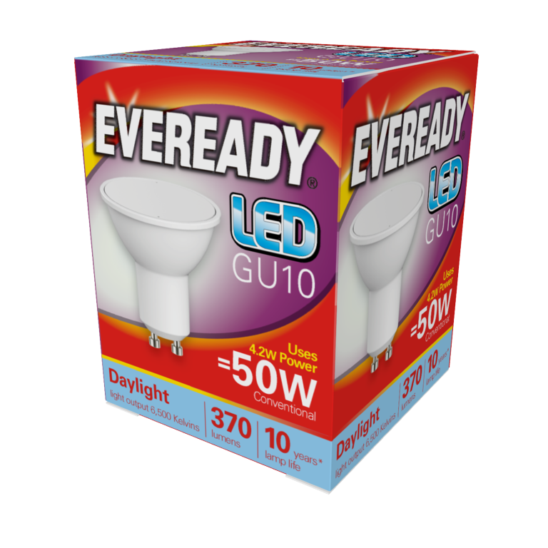 Eveready 4.7w GU10 6500k LED Bulb - Daylight 10,000 Hour Bulbs