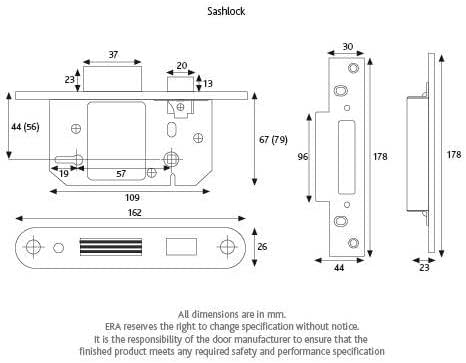 ERA Fortress BS 3621 2.5-inch/ 64mm 5 Lever Maximum Security Mortice Sashlock CHROME