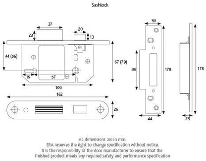 ERA Fortress BS 3621 2.5-inch/ 64mm 5 Lever Maximum Security Mortice Sashlock CHROME