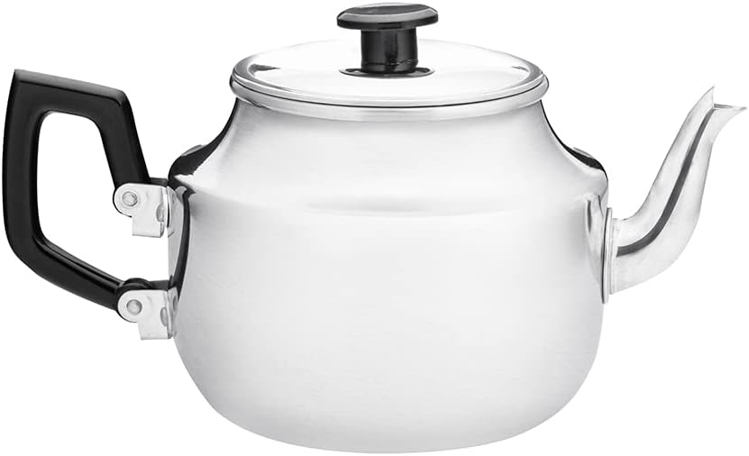 Polished Aluminium Teapot, 6 Cup / 1 Litre Capacity, Gift-Boxed With Drip-Free Spout