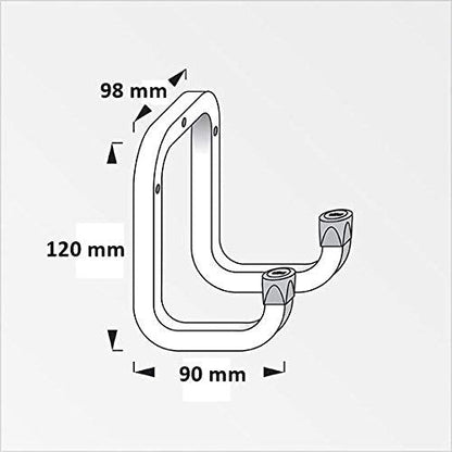 Fixtures Double Wall Hook | Galvanised Steel | 120mm x 90mm
