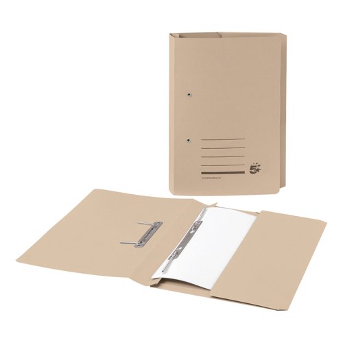 5 Star Recycled Transfer Spring Pocket File Foolscap Mediumweight 285gsm Buff (Pack of 25) 42394