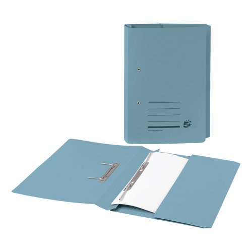 5 Star Recycled Transfer Spring Pocket File Foolscap Mediumweight 285gsm Blue (Pack of 25) 42395