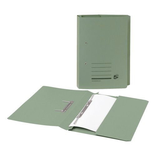 5 Star Recycled Transfer Spring Pocket File Foolscap Mediumweight 285gsm Green (Pack of 25) 4239