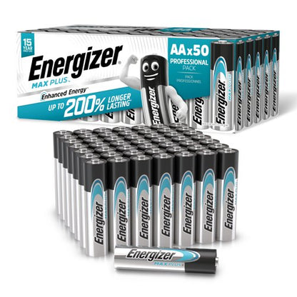 Energizer Max Plus Alkaline AA Battery | (Pack 50) | Big Value Pack