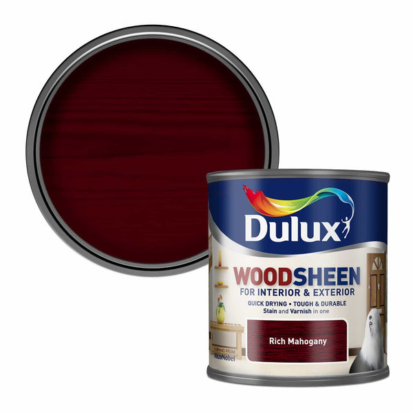 Dulux Woodsheen Stain & Varnish |  Rich Mahogany | Interior or Exterior | 250ml