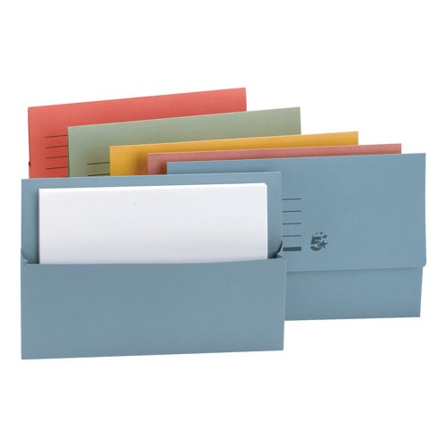 5 Star Recycled Half Flap Document Wallet Foolscap 250gsm Capacity 32mm Assorted (Pack of 50) 50