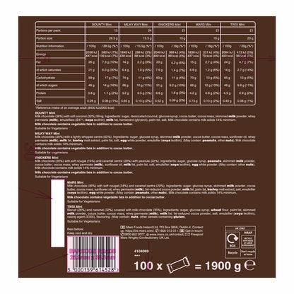 Mars The Big Box Fun Size Chocolate Bars | 1 x 100 Bars | 1.9kg Multipack