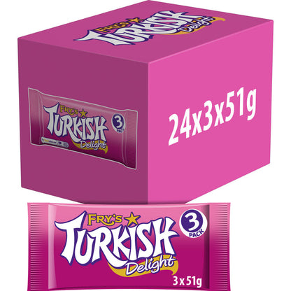 Fry's Turkish Delight | Classic Rose-Flavoured Chocolate Treats with Soft Jelly Centre | 3 x 51g