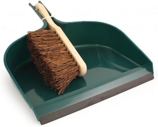 Charles Bentley Large Dustpan And Brush Set Green Dustpan