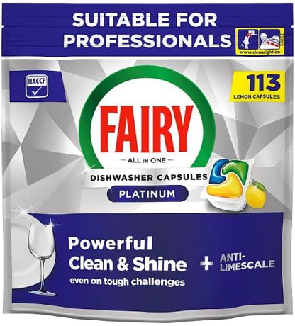 Fairy Professional Platinum Dishwasher Tablets, Fresh Lemon Scent, 113 Washes