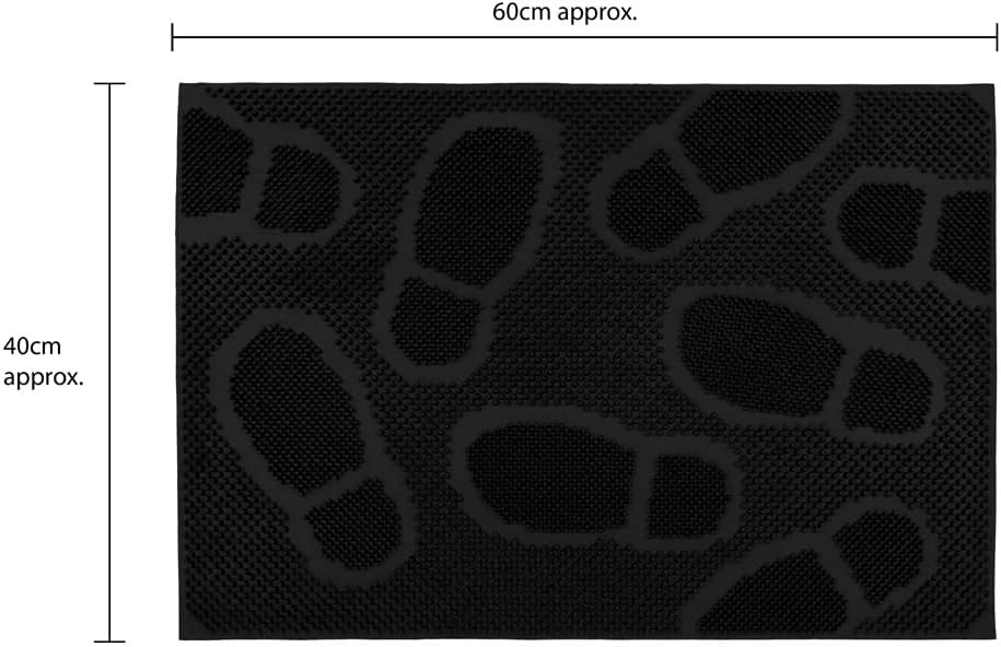 JVL Footprint Scraper Rubber Pin Doormat, 40x60cm