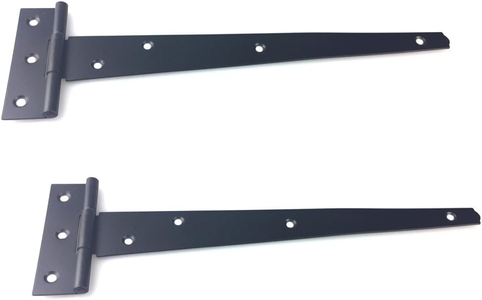 Pair of Light Duty Tee Hinges in Black or Zinc Plated Finish 250mm (10") Black