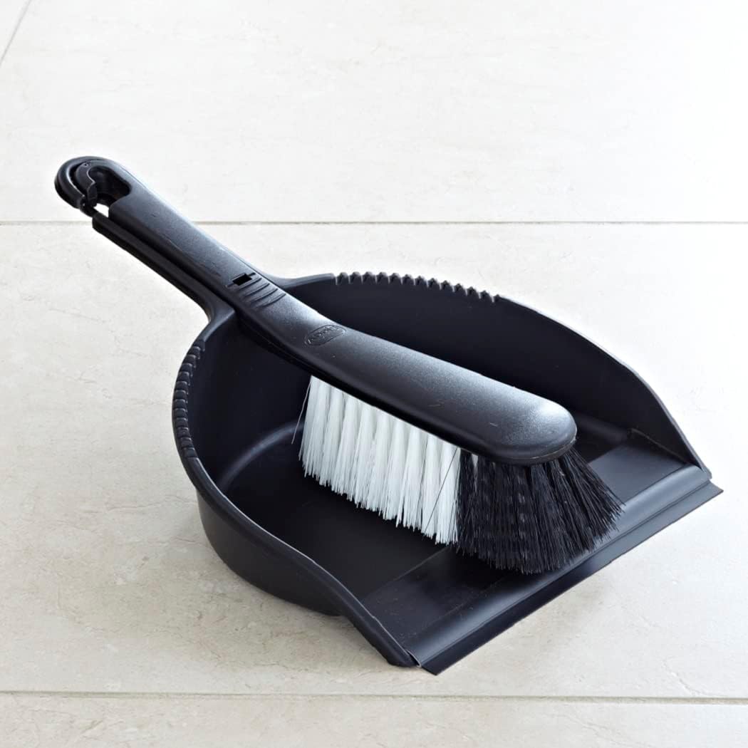 Addis 505874 Dustpan And Stiff Brush Set, Black,22.5 X 31.5 X 11 Cm