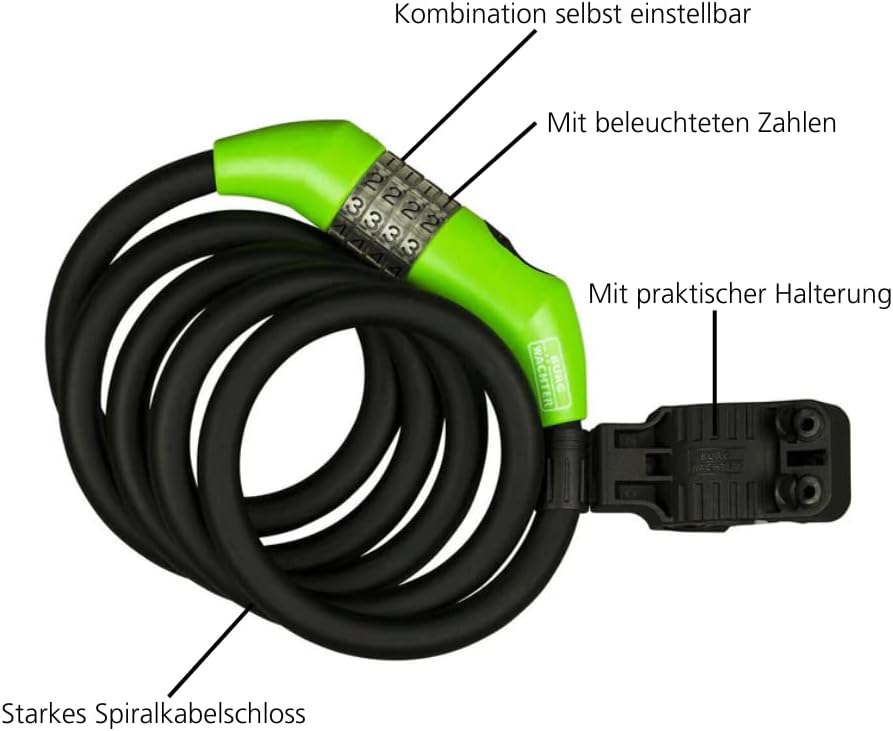Burg-Wächter Convenient bicycle lock - 1.80 metre long spiral lock.