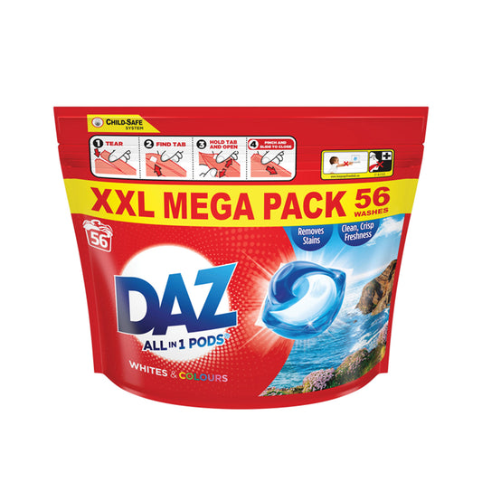 Daz ALL in 1 PODS Washing Capsules, Whites & Colours, 56 Washes