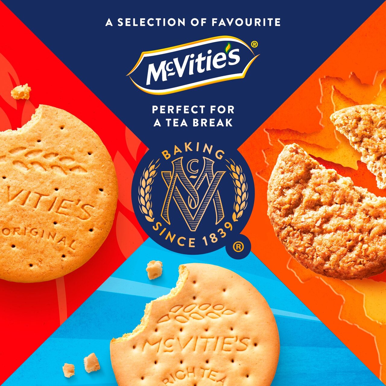 McVitie's Selection Triple Pack - Original Digestives & Rich Tea & HobNobs Biscuits - 815 g