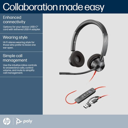 Poly Blackwire 3320 Stereo MS USB-C/A Headset 8X220AA