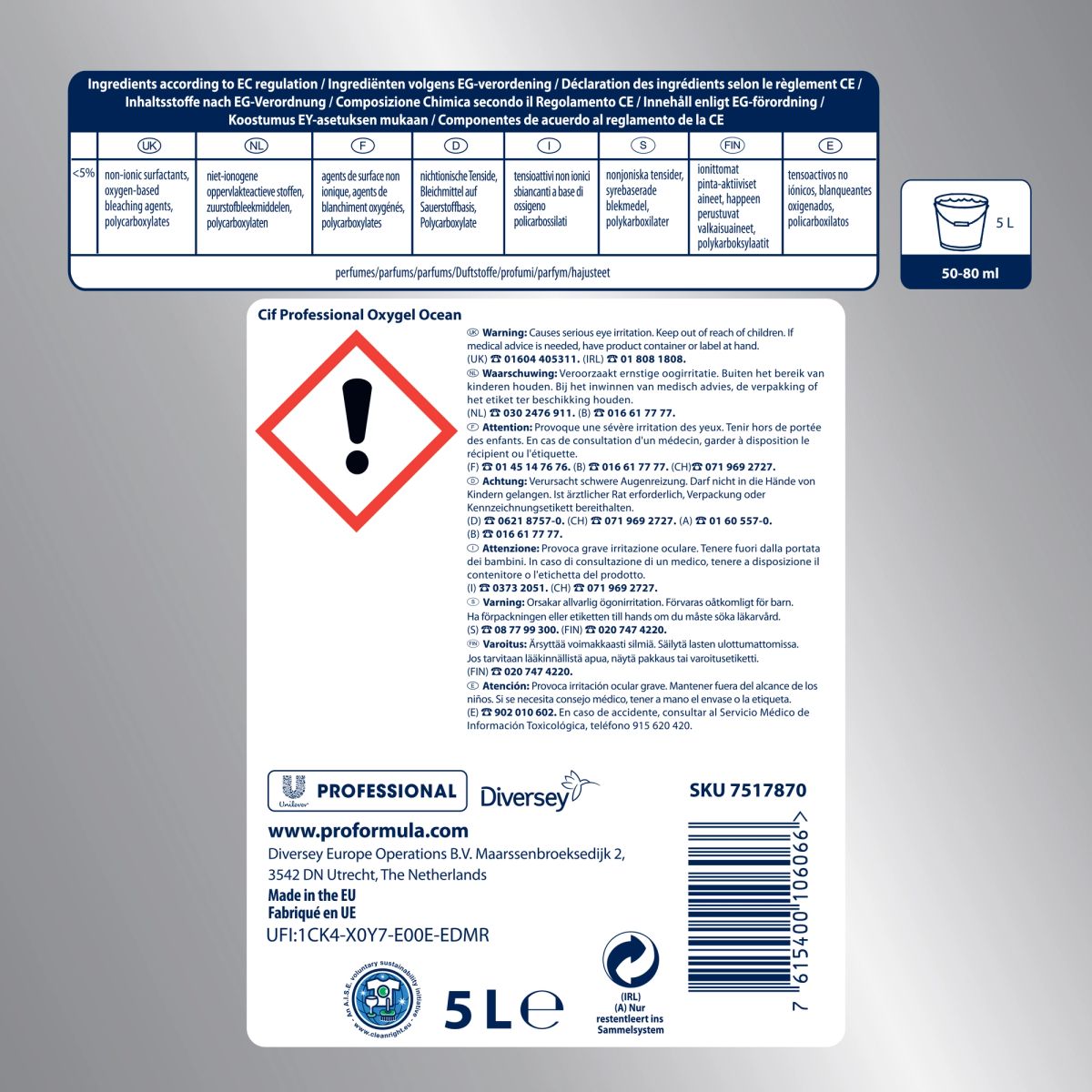 CIF Oxy-Gel Ocean All-Purpose Professional Cleaner 5 Litre