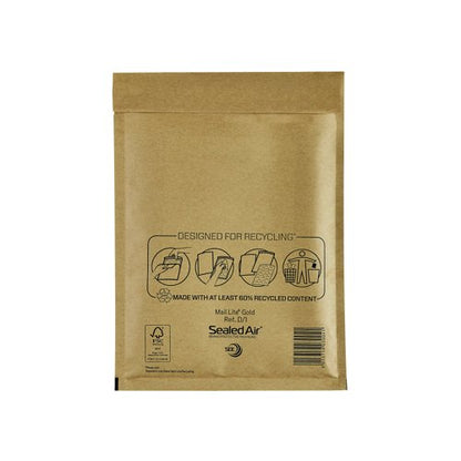 Sealed Air Bubble Lined Postal Bag D1 180x260mm Gold (Pack of 100) MQ50137
