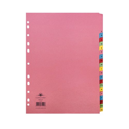 Concord 20-Part A-Z Reinforced Subject Divider A4 Assorted 77299