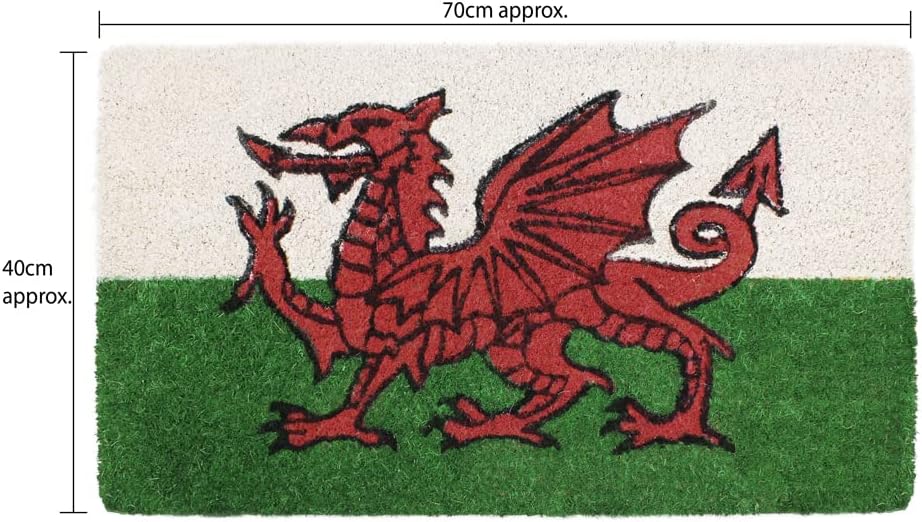 JVL Cymru Welsh Dragon Wales Welcome Coir Coconut Door Mat 30 X 60Cm Home Caravan Office