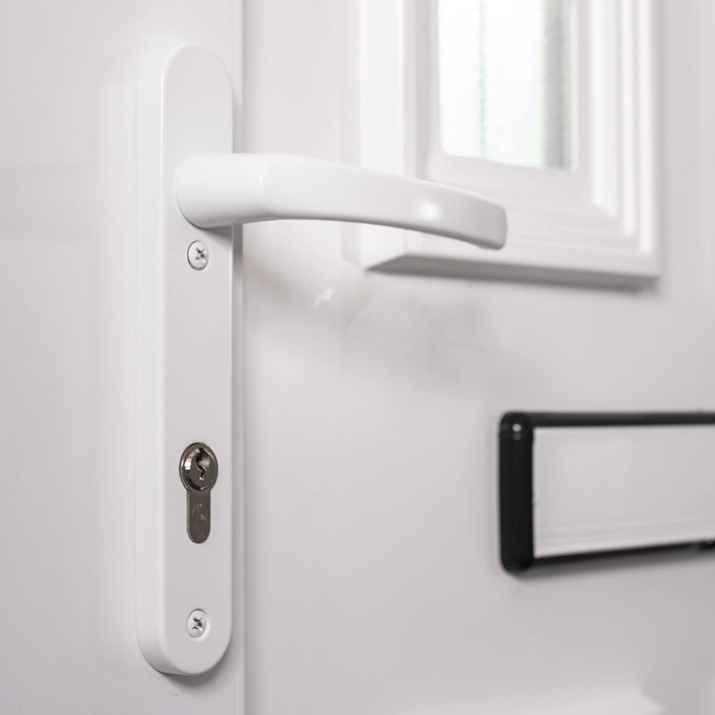 Securit UPVC Keyed Door Handle White (122mm x 92mm) | Front & Back